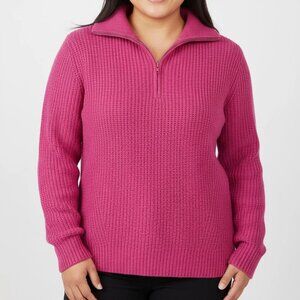 St. John's Bay Women's Purple Casual Front Zip Cable Knit Sweater Size XL